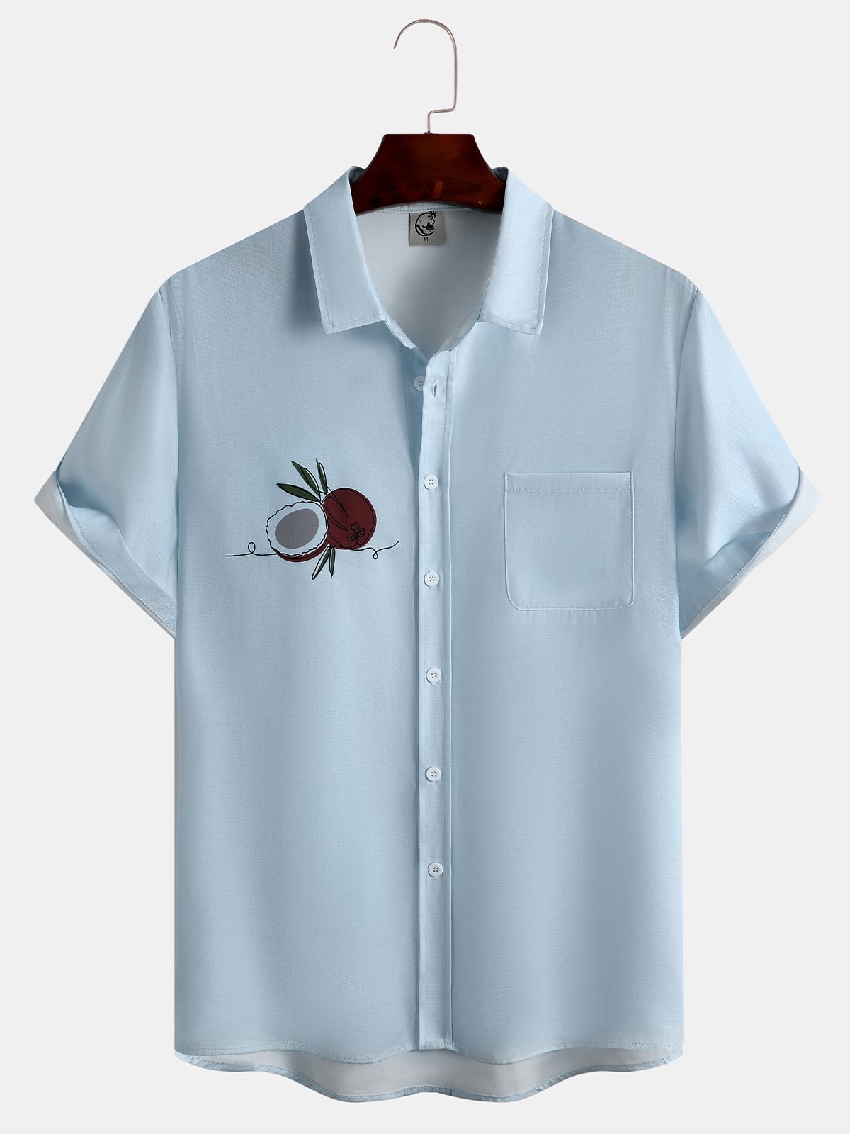 Printed cotton and linen style coconut comfortable linen shirts with short sleeves