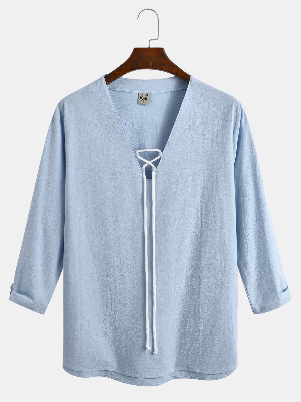 Cotton and linen based net color style comfortable flax long sleeve shirts
