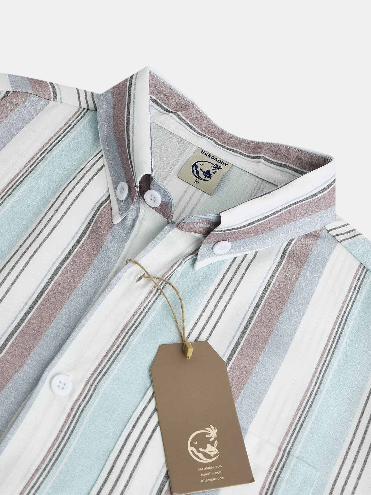 Men's Cotton Linen Striped Pocket Long Sleeve Shirt