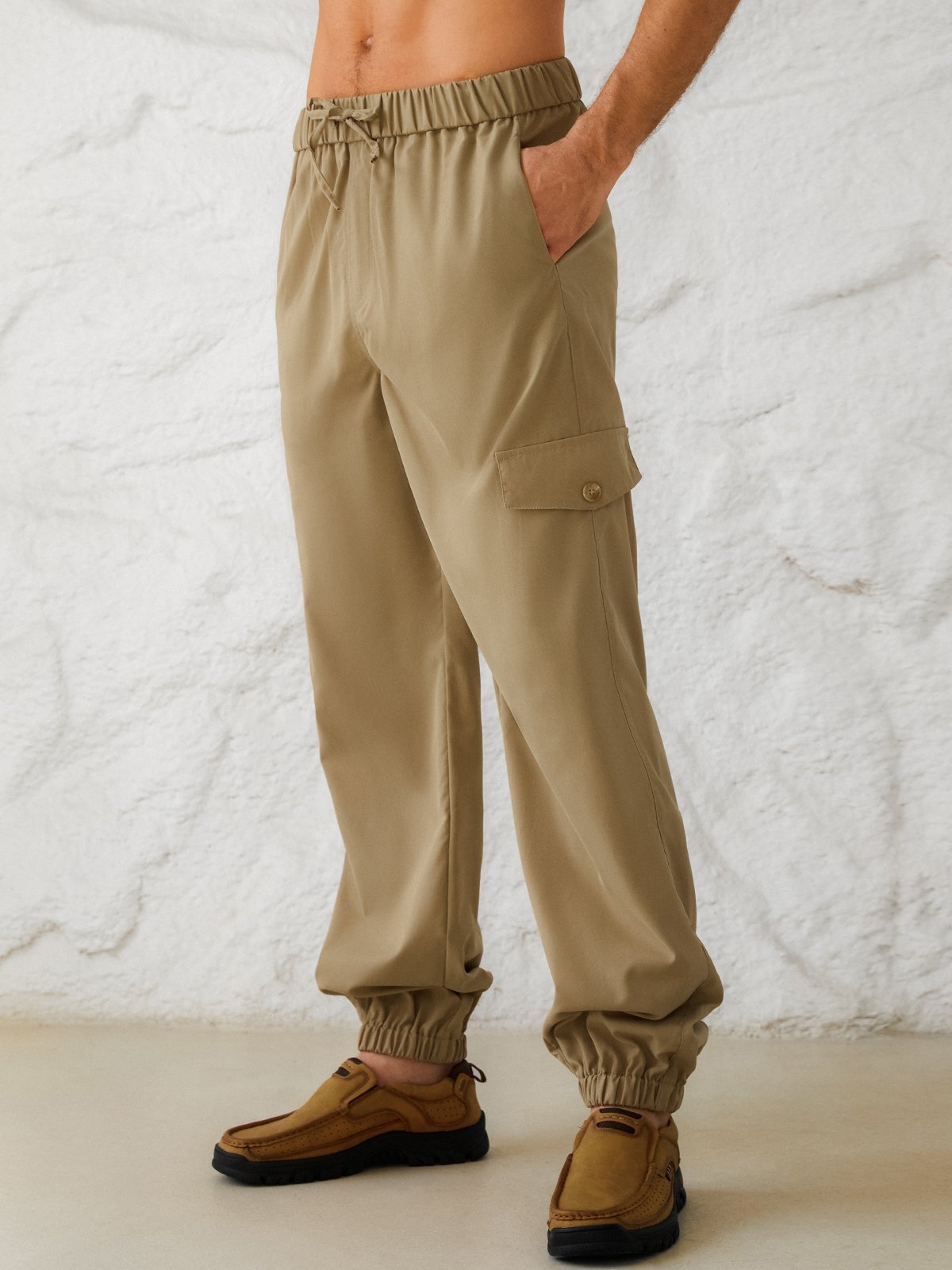Cotton and linen style based leisure trousers