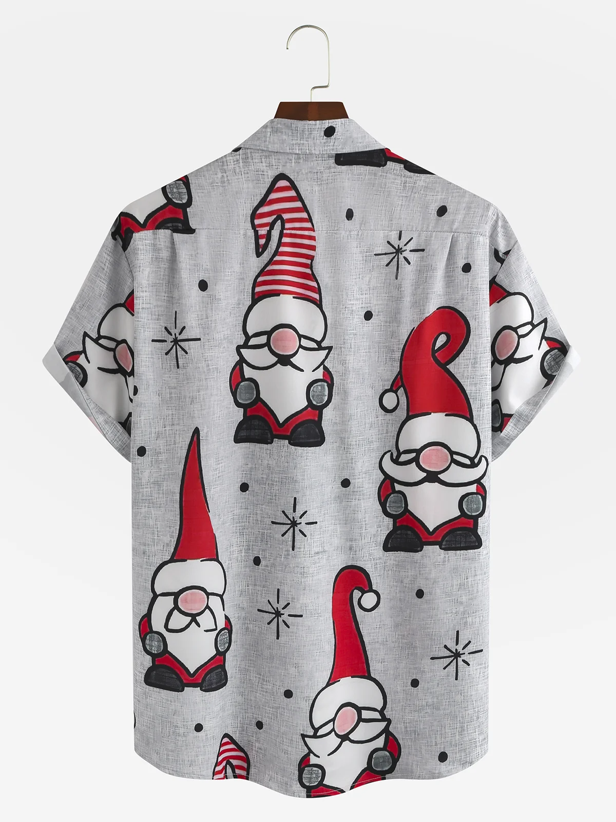 Men's Santa Print Casual Breathable Short Sleeve Shirt