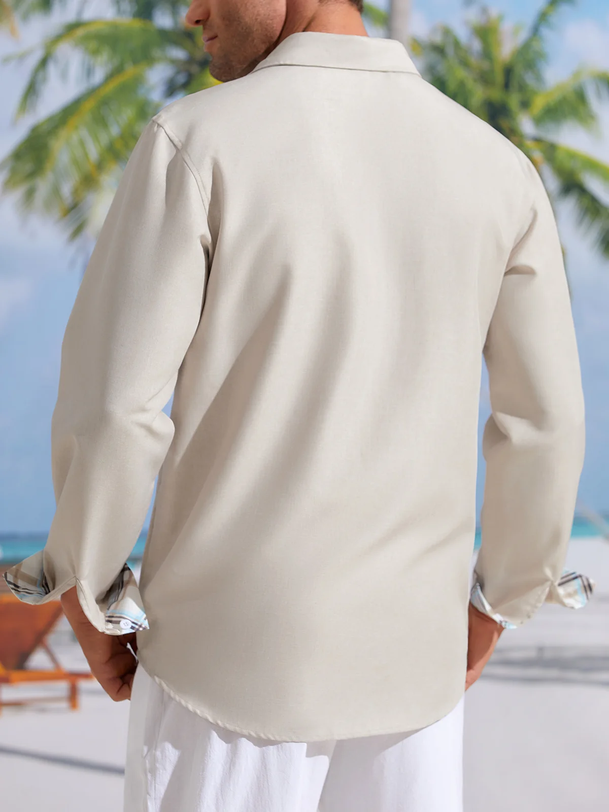 Plaid Panel Chest Pocket Long Sleeve Shirt