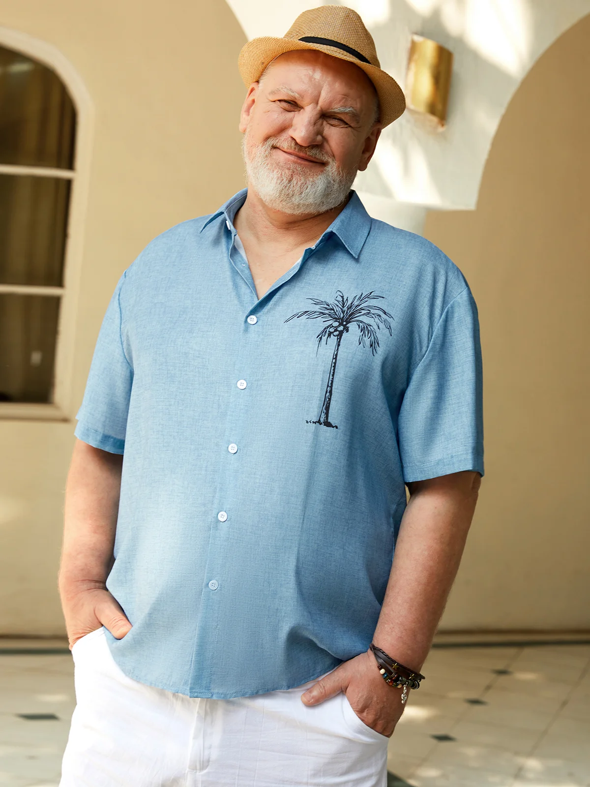 Big Size Coconut Tree Short Sleeve Resort Shirt