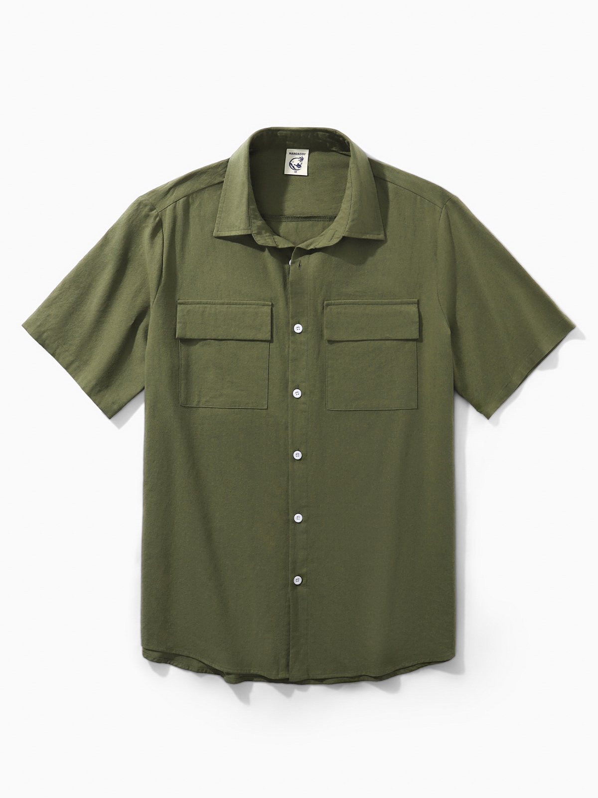 Cotton And Linen Retro Plain Color Holiday Short-sleeved Shirt