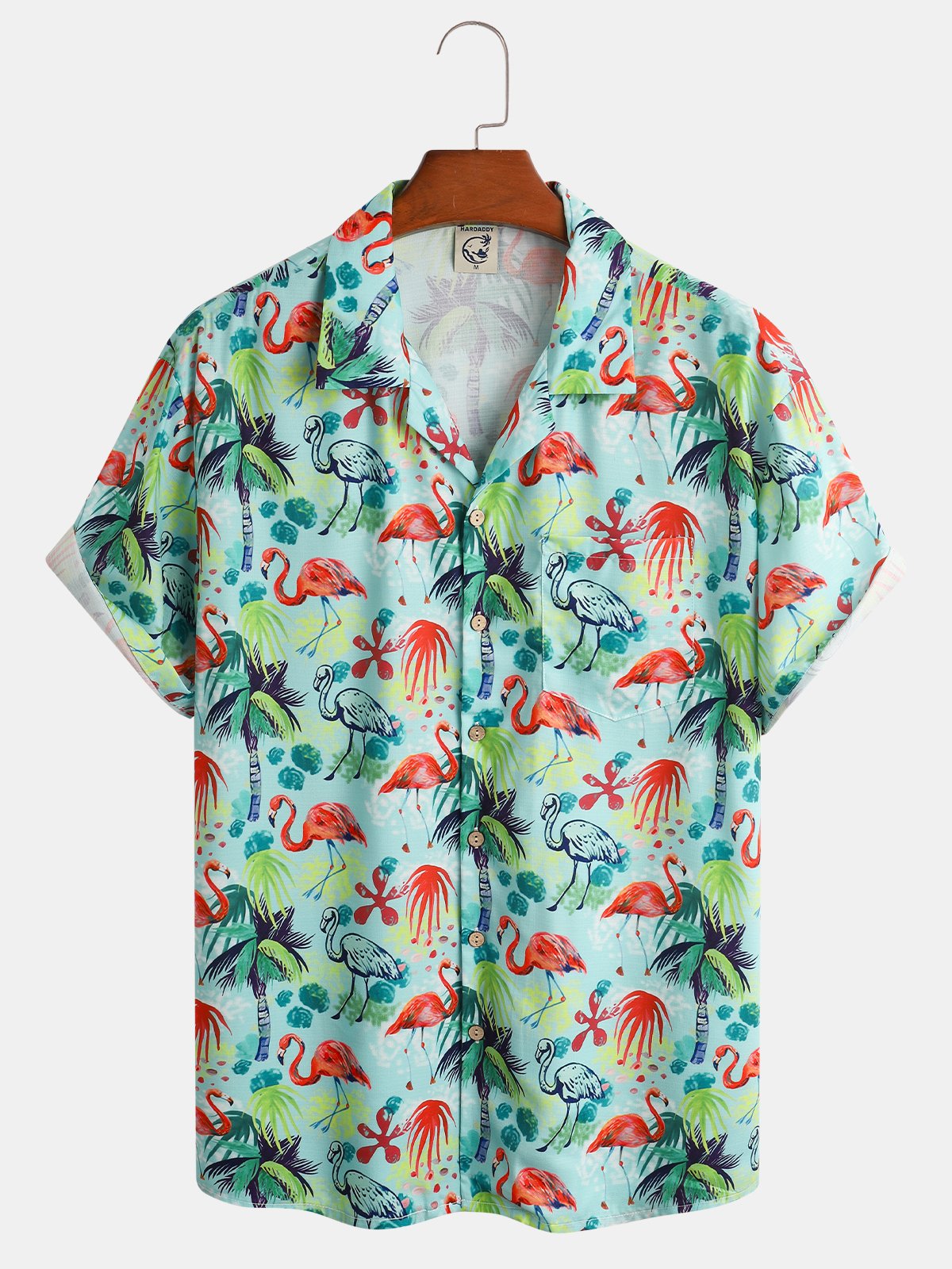 Flamingo Chest Chest Pocket Sleeve Resort Shirt