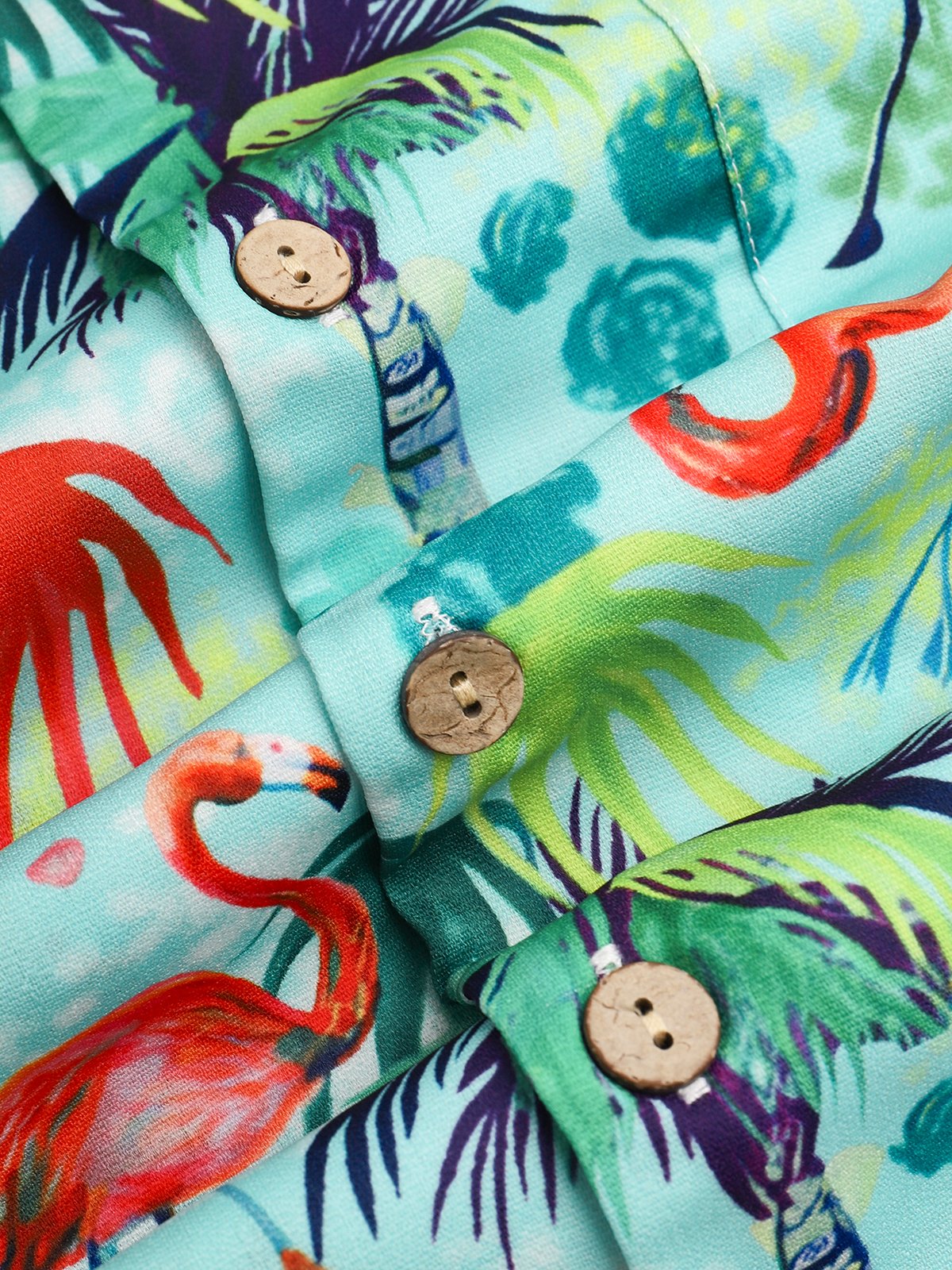 Flamingo Chest Chest Pocket Sleeve Resort Shirt