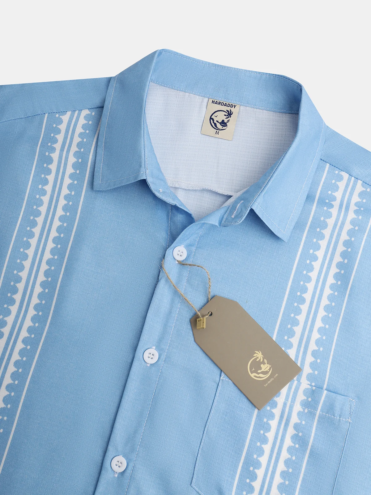 Striped Print Chest Pocket Short Sleeve Shirt