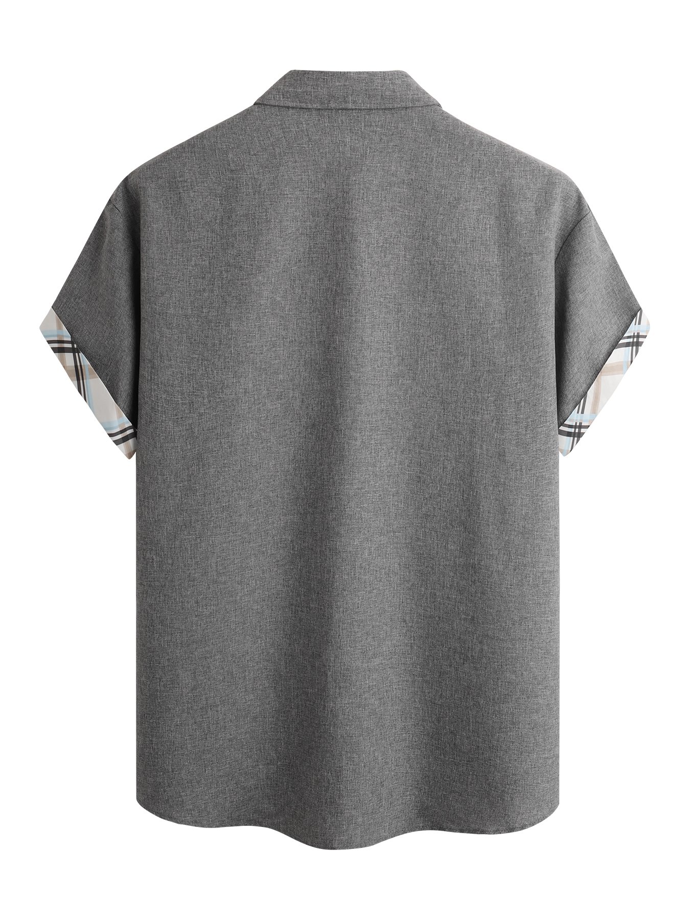 Plaid Panel Short Sleeve Casual Shirt