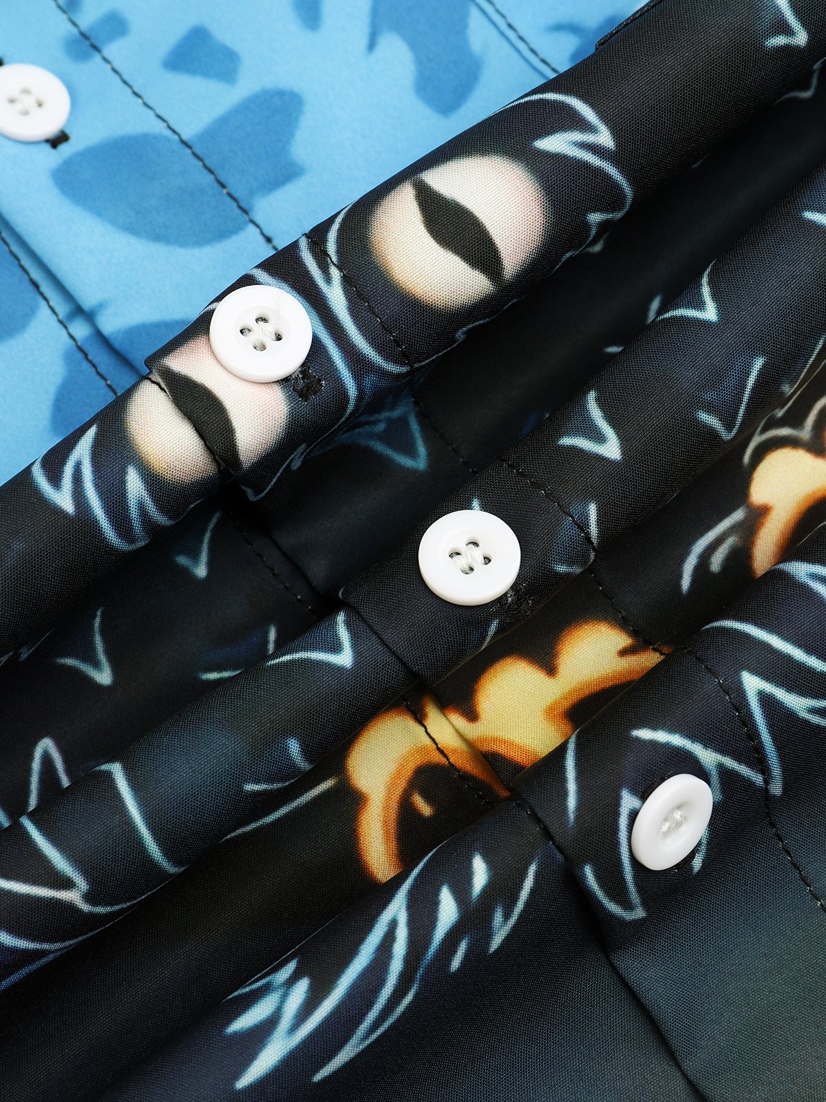 Men's Halloween Print Short Sleeve Hawaiian Shirt with Chest Pocket