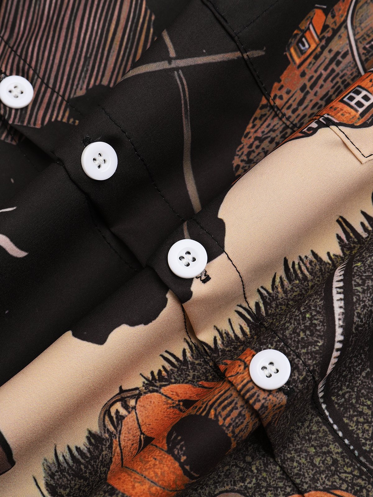 Men's Halloween Pumpkin Print Moisture Wicking Fabric Fashion Lapel Short Sleeve Shirts