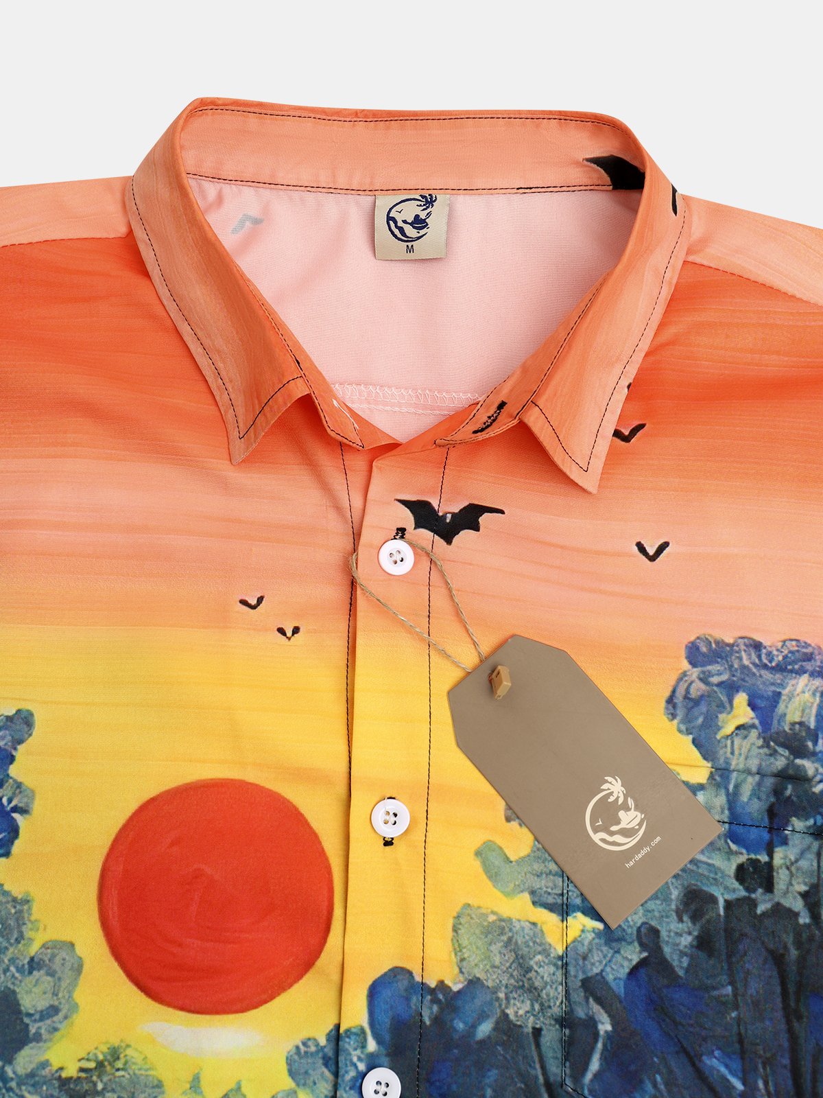 Men's Halloween Print Short Sleeve Hawaiian Shirt with Chest Pocket