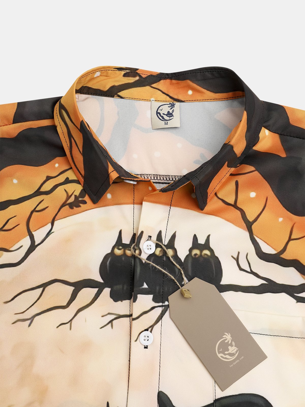 Men's Halloween Print Short Sleeve Hawaiian Shirt with Chest Pocket