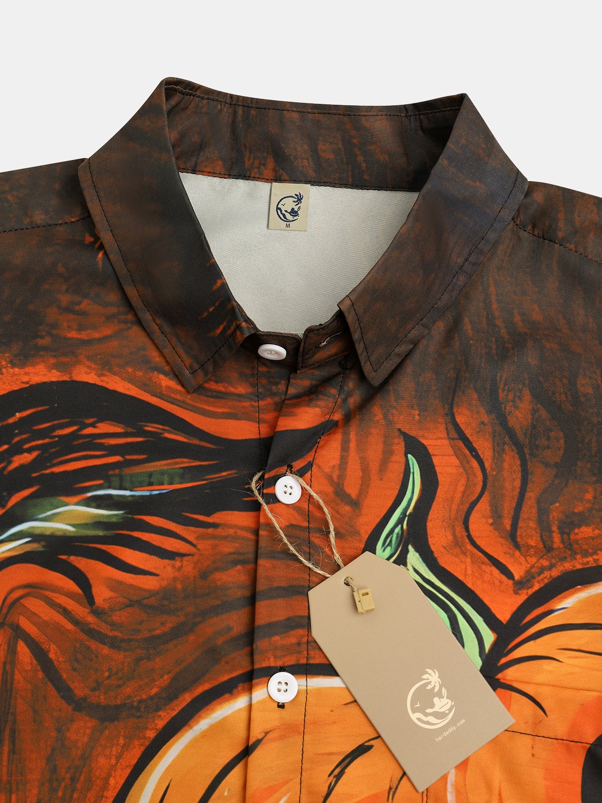 Men's Halloween Pumpkin Print Moisture Wicking Fabric Fashion Lapel Short Sleeve Shirts