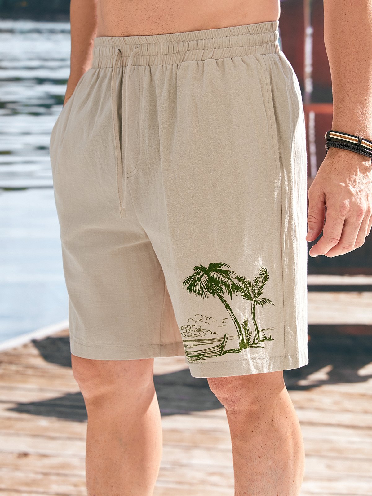 Cotton Linen Hawaiian Casual Shorts