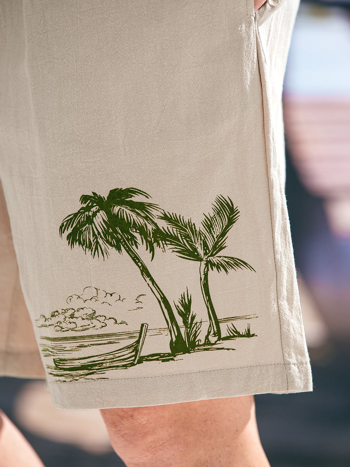 Cotton Linen Hawaiian Casual Shorts