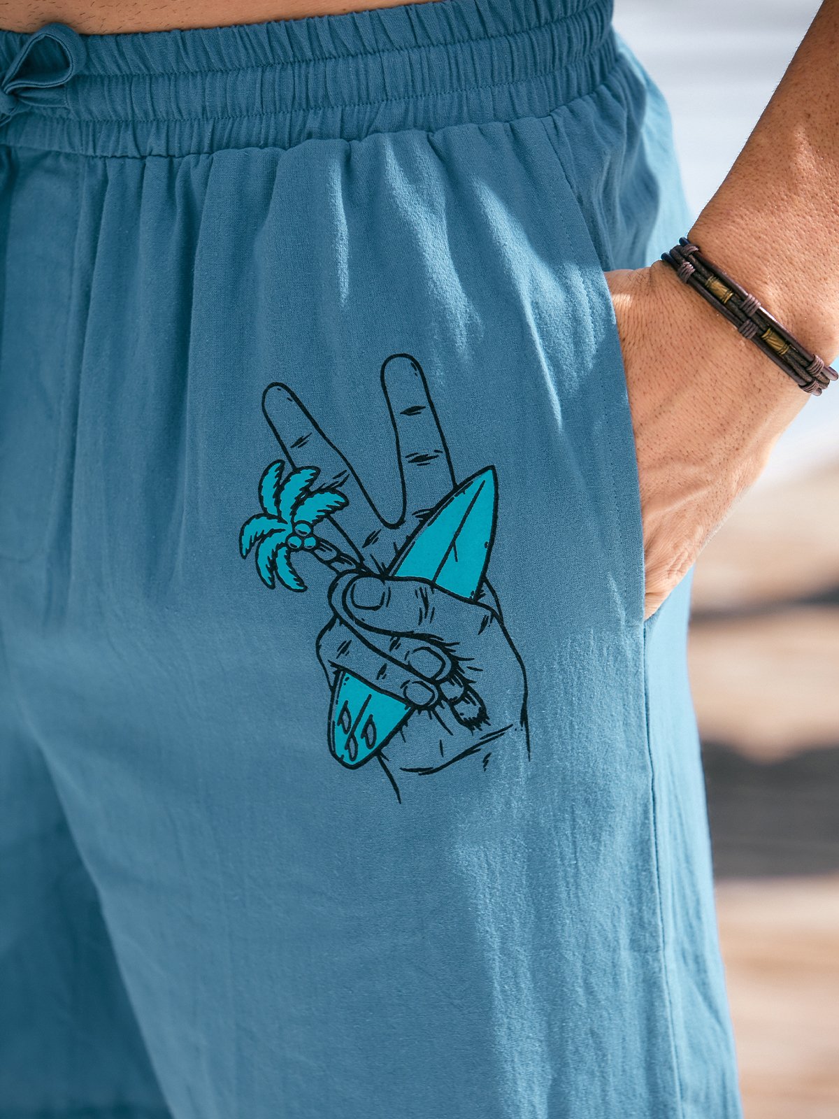 Cotton And Linen Plain Casual Shorts