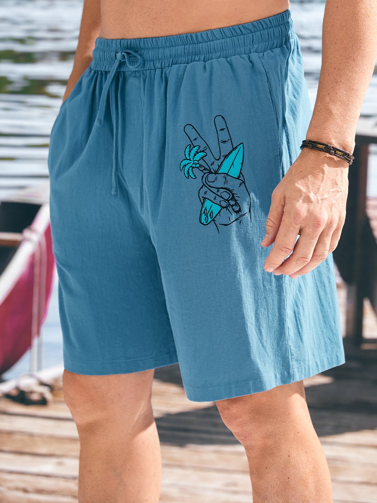 Cotton And Linen Plain Casual Shorts