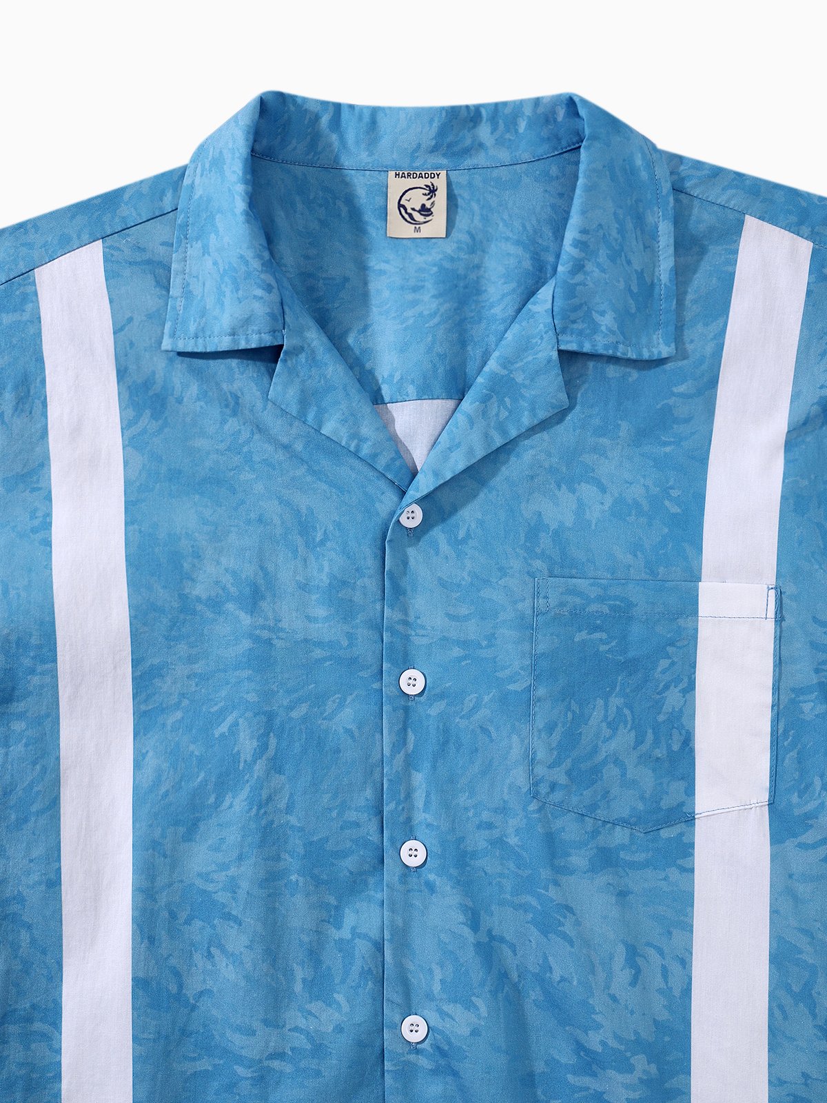 Hardaddy® Cotton Striped Leaf Chest Pocket Bowling Shirt