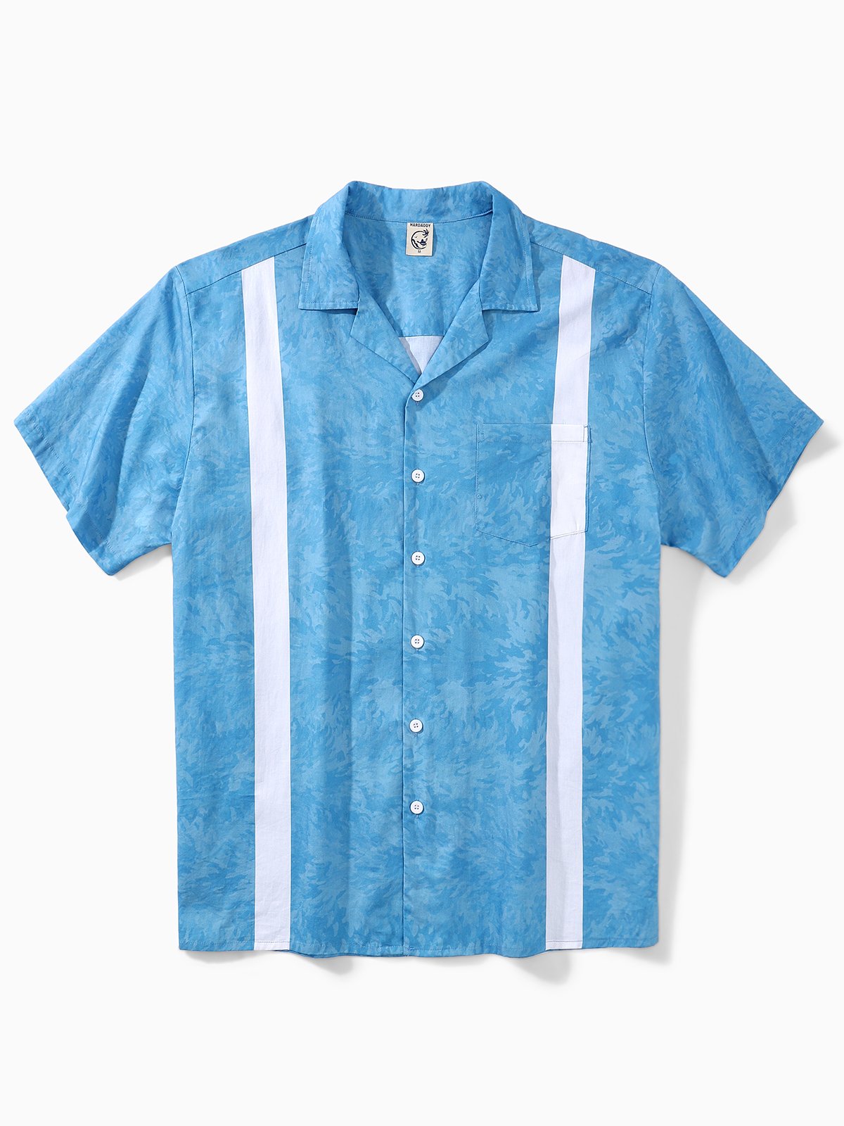 Hardaddy® Cotton Striped Leaf Chest Pocket Bowling Shirt