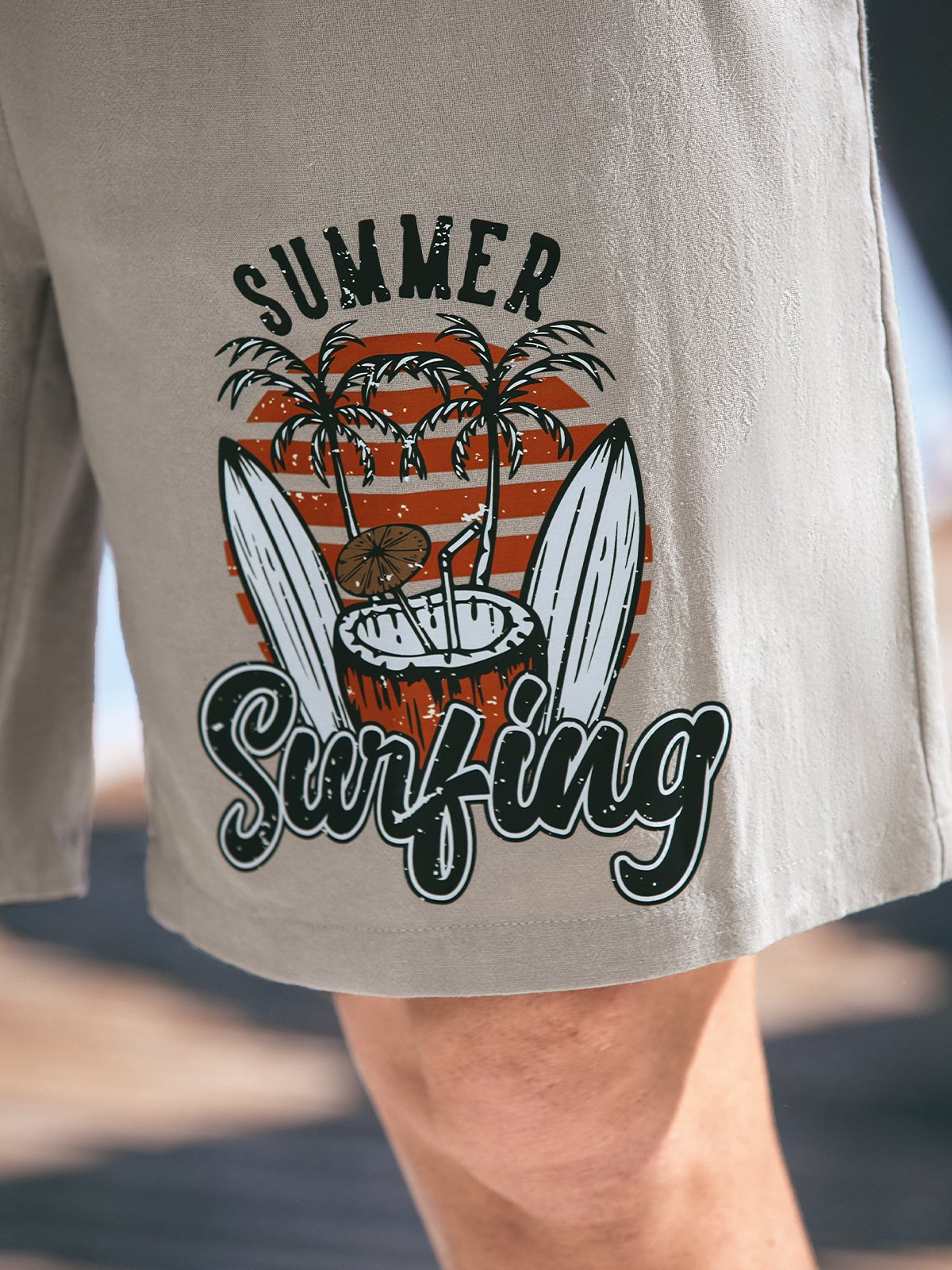 Cotton Linen Hawaiian Casual Shorts