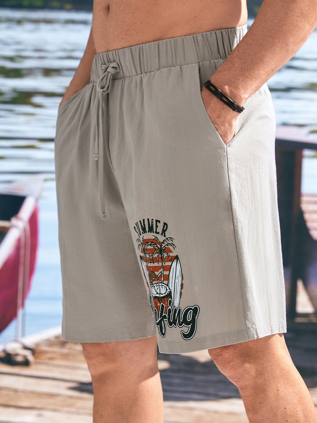 Cotton Linen Hawaiian Casual Shorts