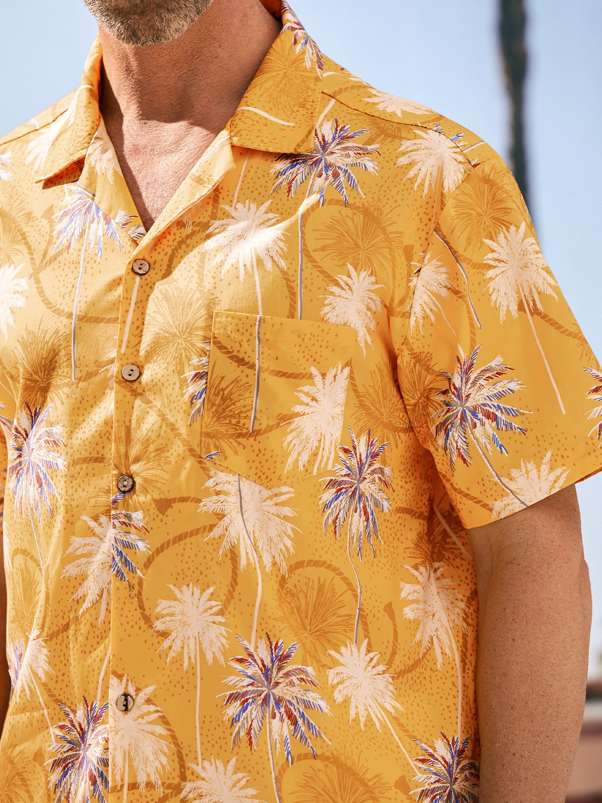 Hardaddy® Cotton Coconut Tree Chest Pocket Resort Shirt