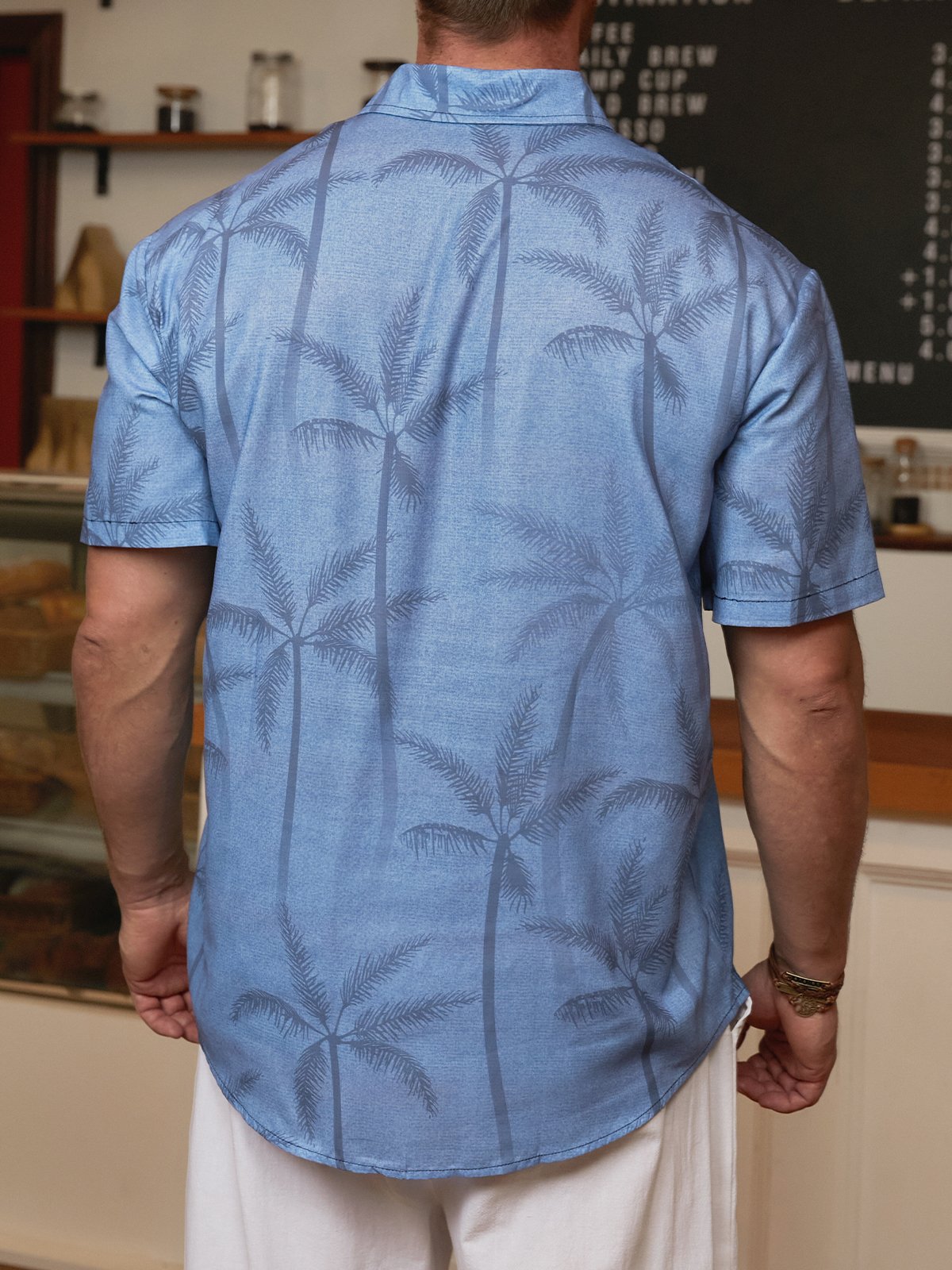 Coconut Tree Chest Pocket Short Sleeve Resort Shirt
