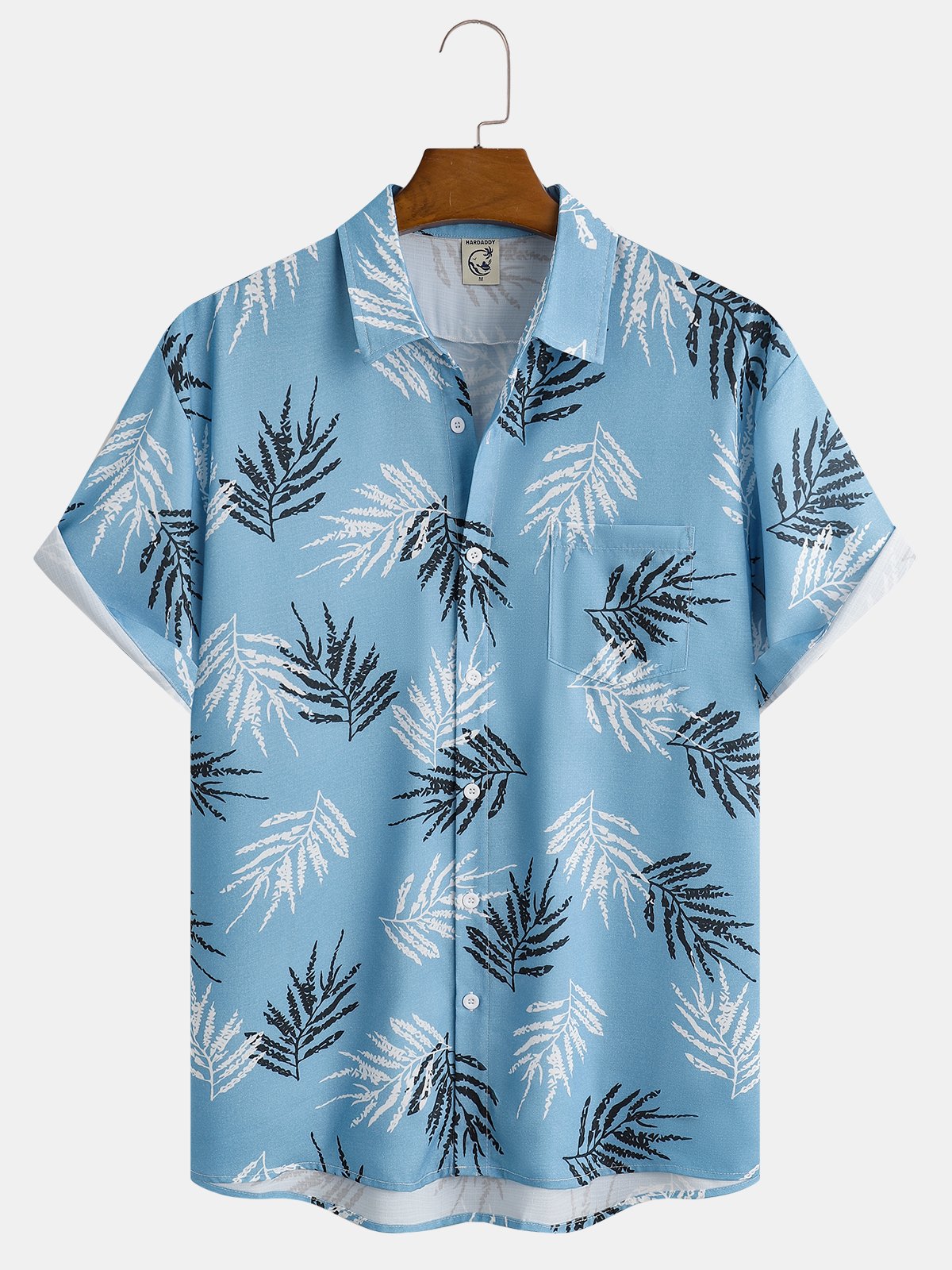 Leaves Chest Pocket Short-Sleeve Hawaiian Shirt