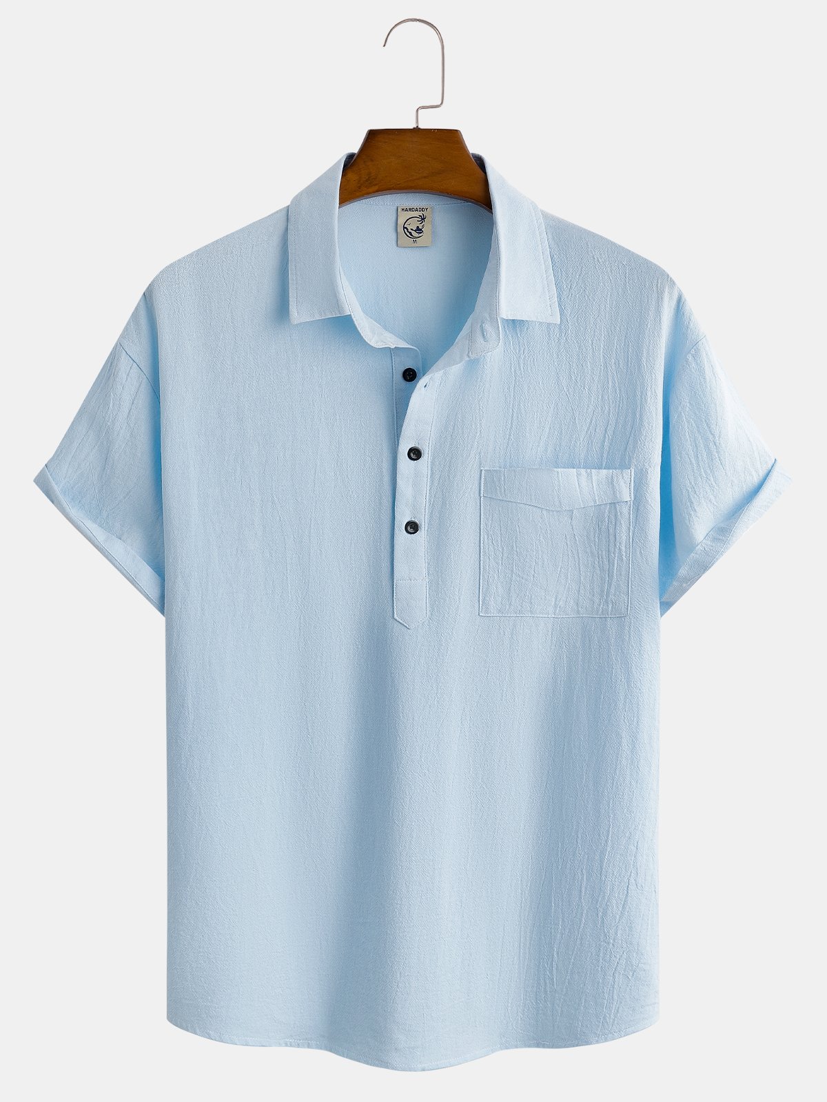 Plain Chest Pocket Short Sleeve Casual Shirt