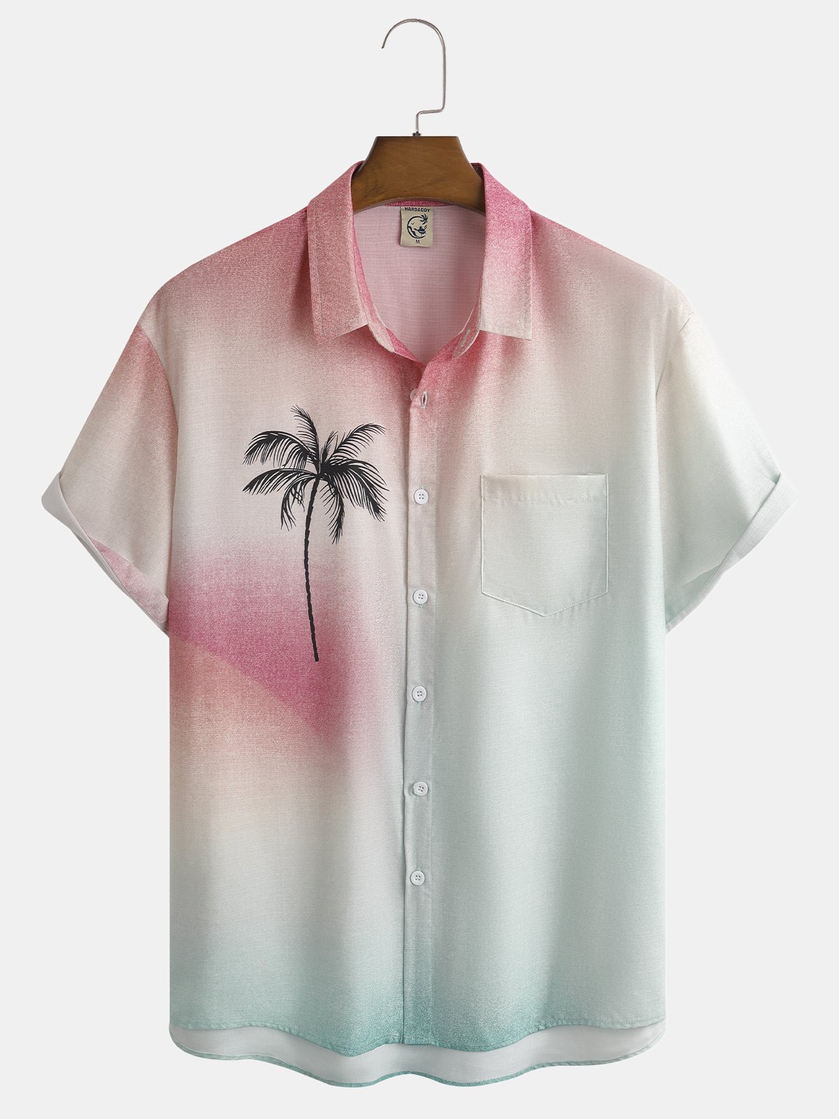 Ombre Palm Tree Chest Pocket Hawaiian Shirt