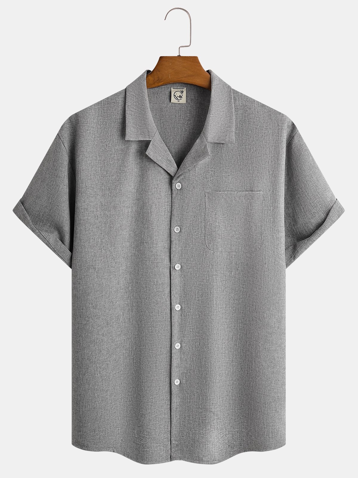 Plain Chest Pocket Short Sleeve Casual Shirt