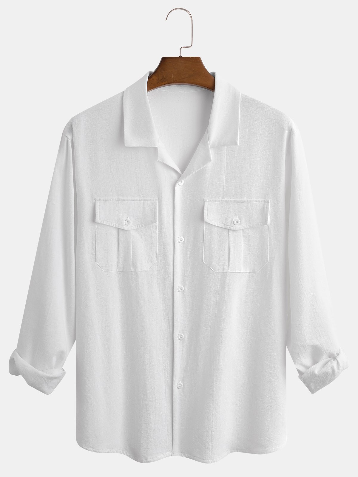 Cotton linen based comfortable leisure net color linen shirt