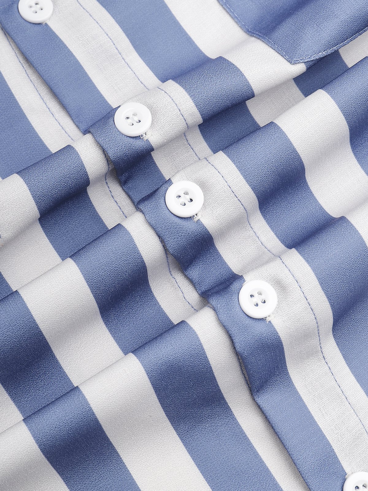 Cotton Linen Striped Casual Short Sleeve Shirt