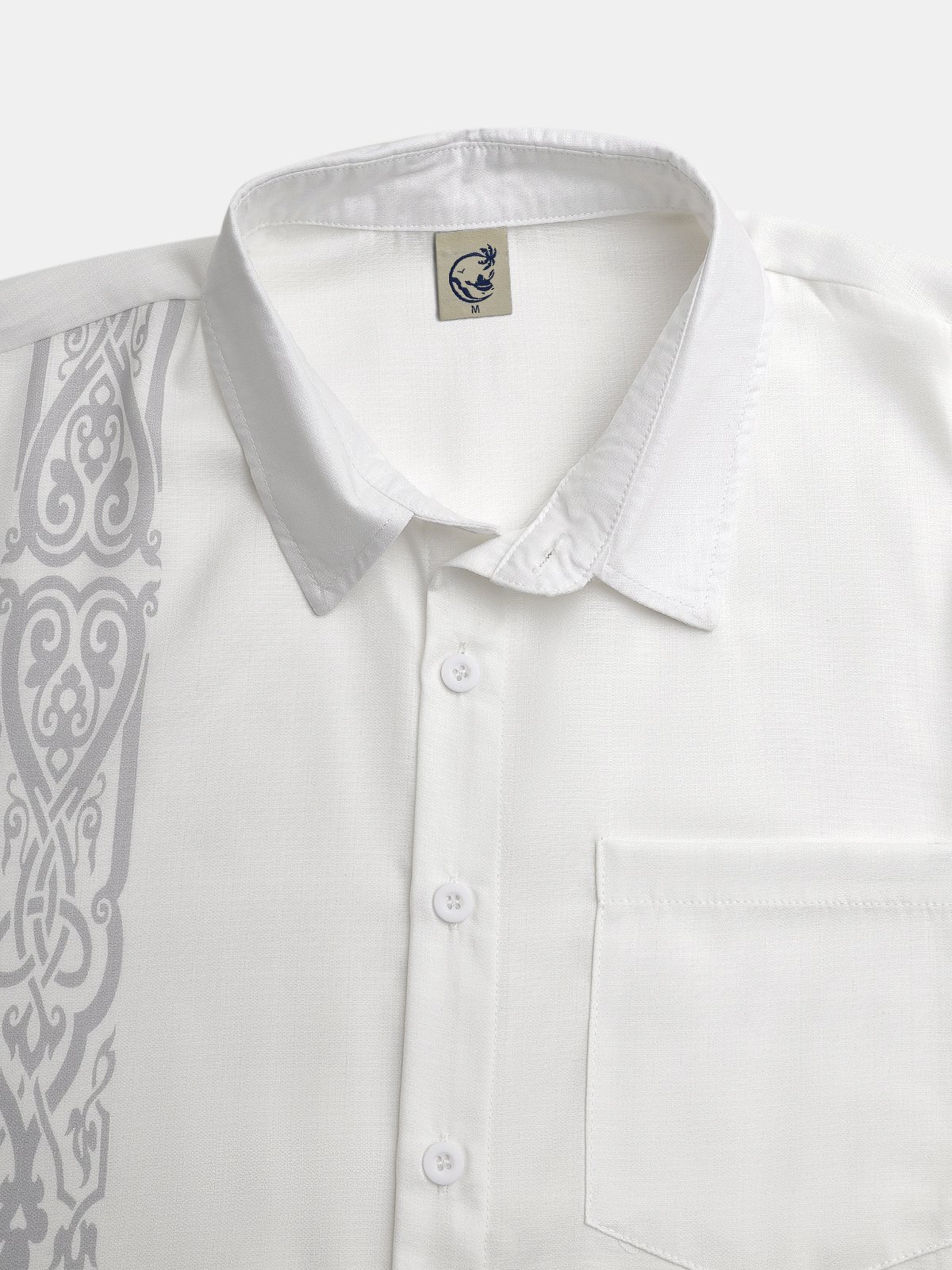 Striped Ethnic Chest Pocket Short Sleeve Casual Shirt