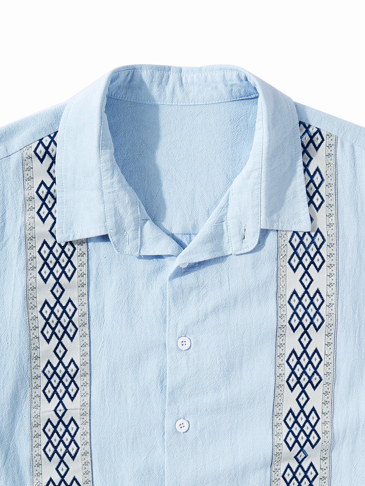 Hardaddy®Cotton Geometric Stripe Short Sleeve Guayabera Shirt