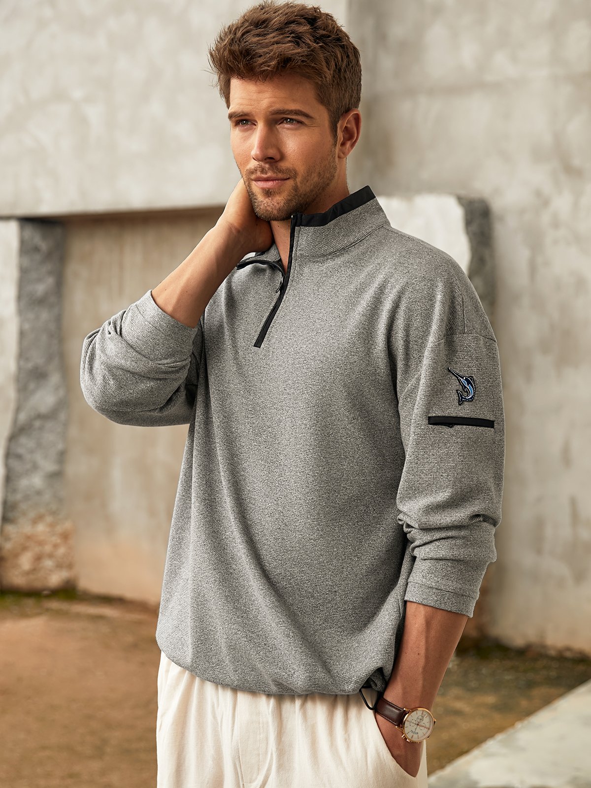 Stand Collar Zip Sweatshirt