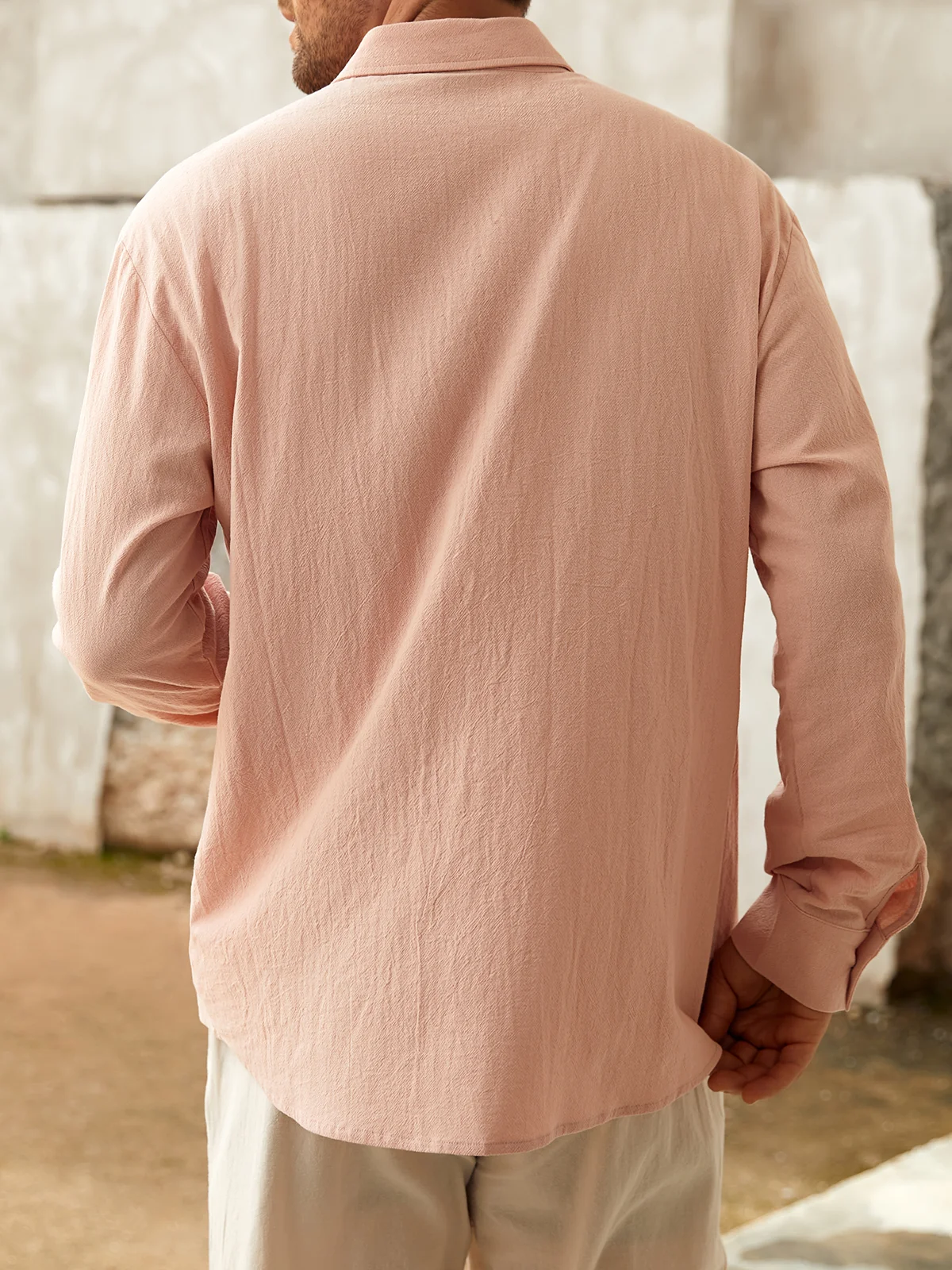 Cotton Pleats Long Sleeve Guayabera Shirt