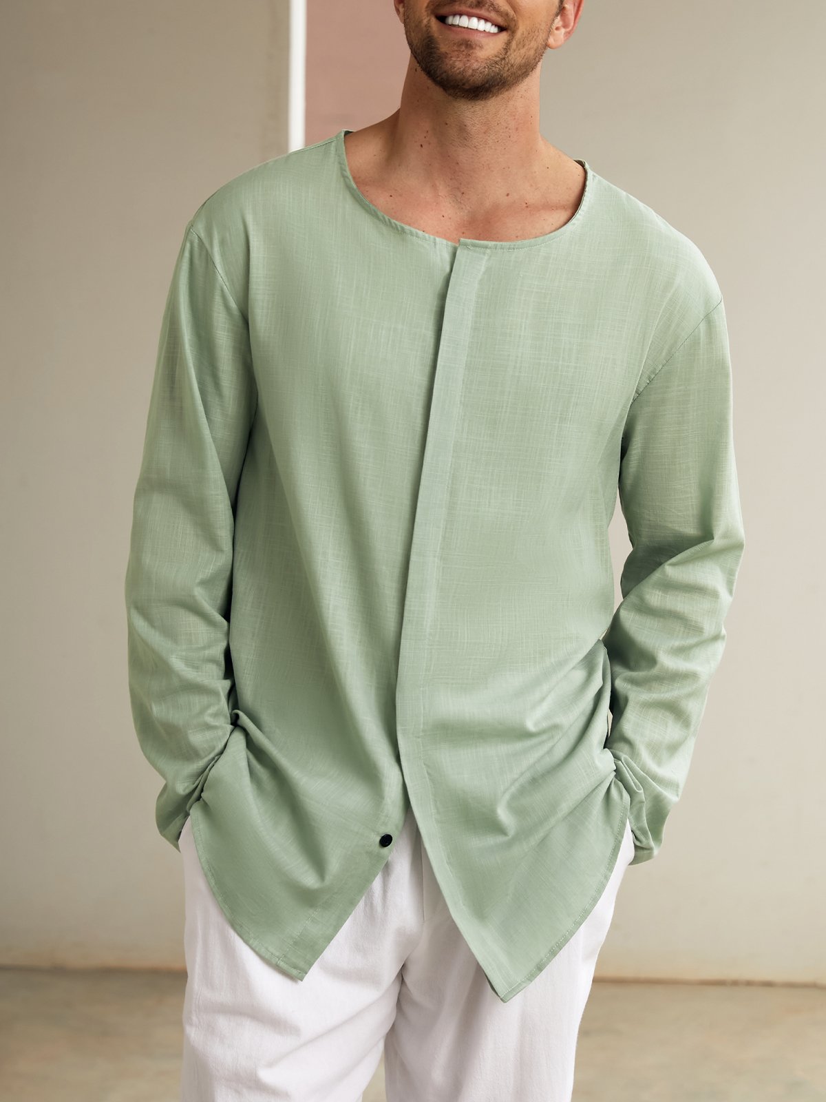 Cotton Fly Front Casual Shirt