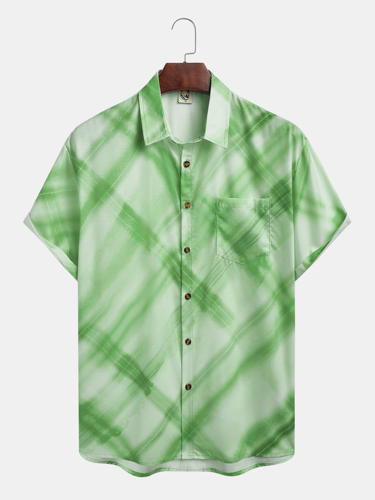 Check Print Chest Pocket Short Sleeve Resort Shirt
