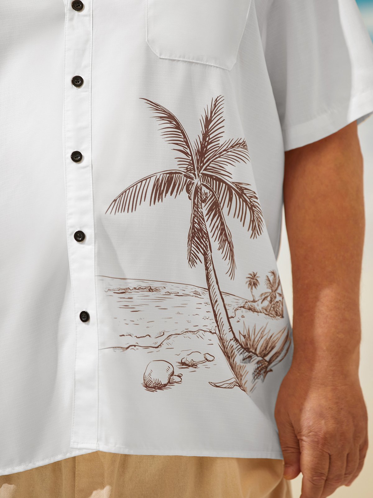 Big Size Coconut Tree Chest Pocket Short Sleeve Resort Shirt