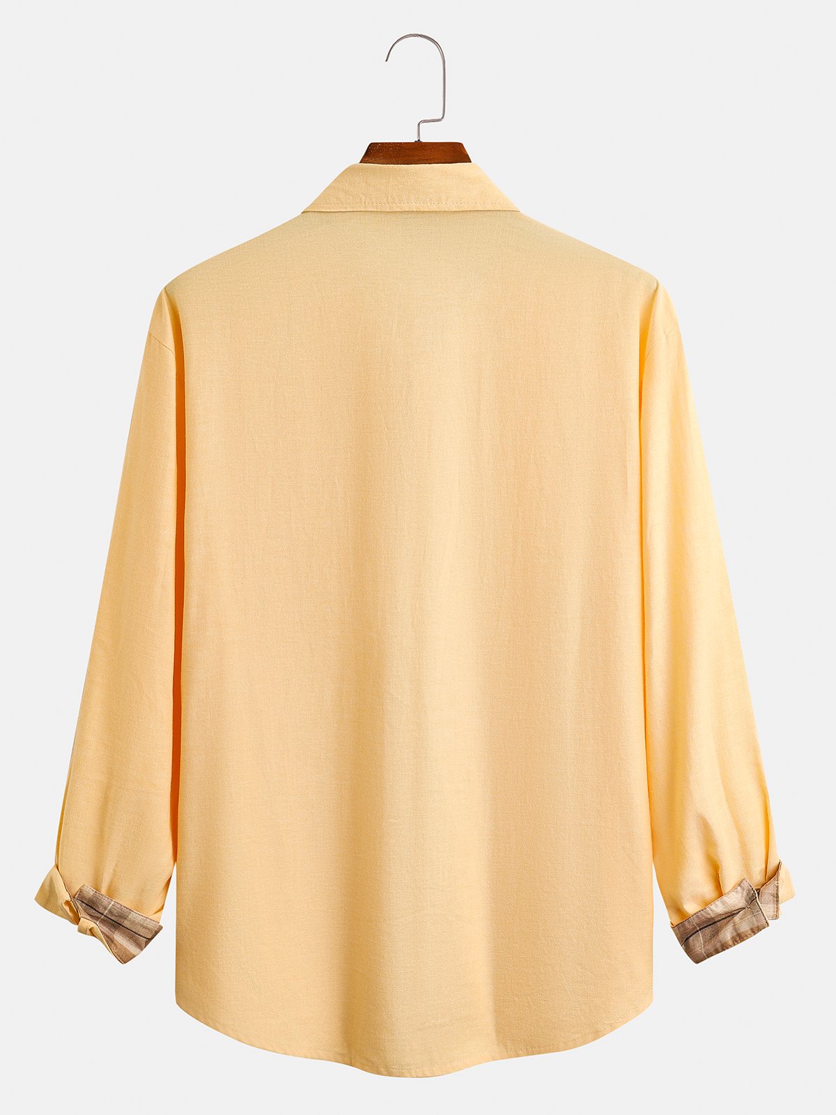 Cotton Plaid Contrast Long Sleeve Casual Shirt
