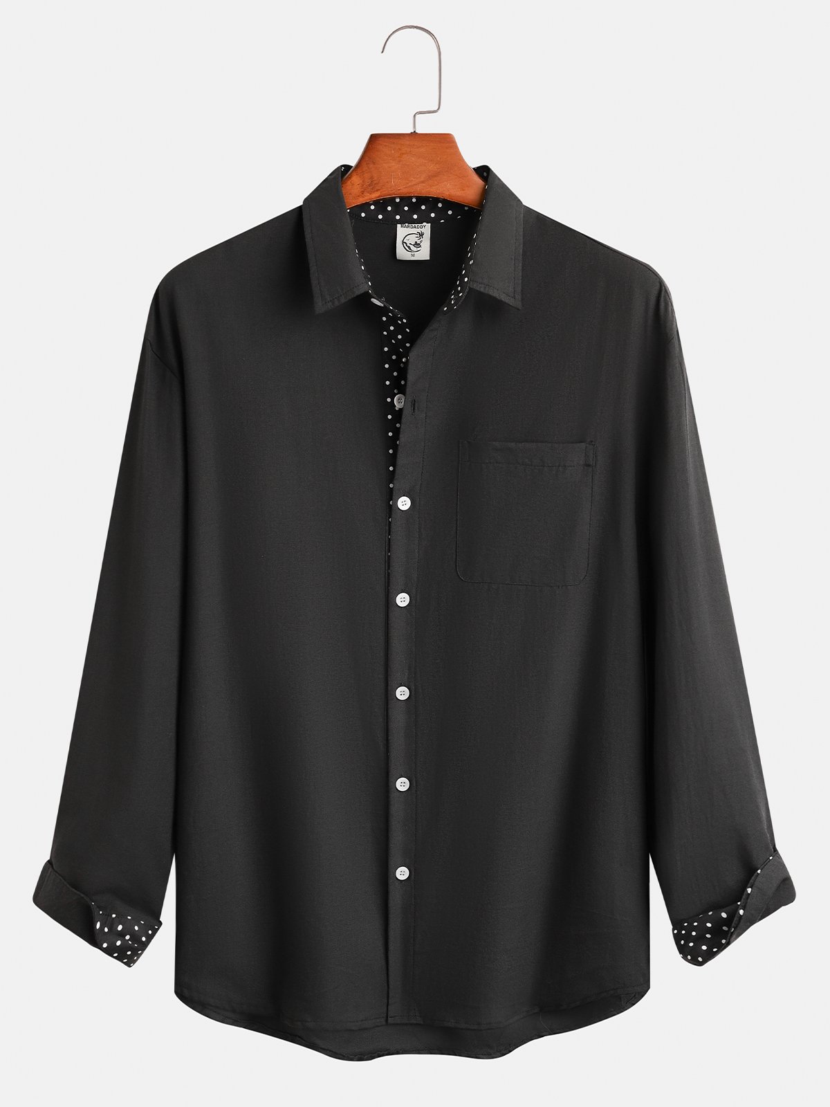 Cotton Polka Dot Contrast Long Sleeve Shirt