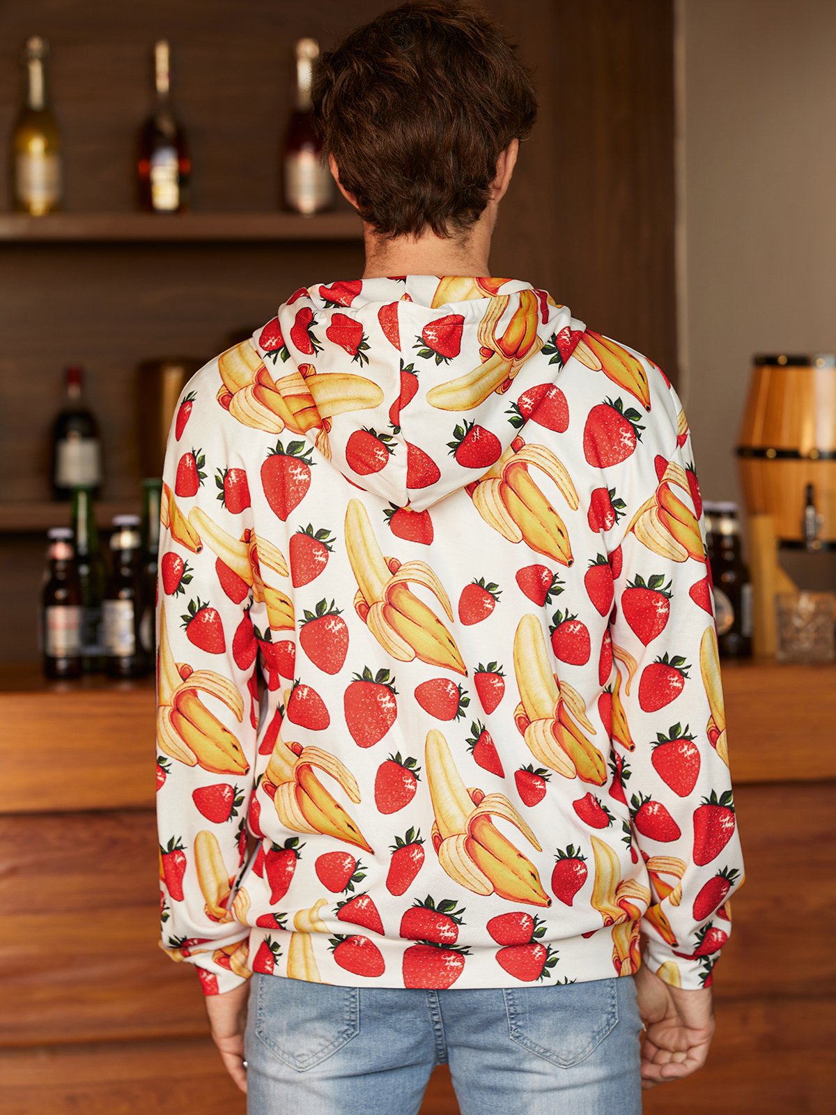 Banana Strawberry Zip-up Hoodie Sweatshirt