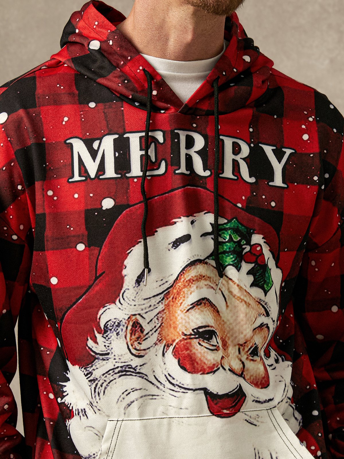 Ugly Plaid Santa Claus Hoodie Sweatshirt