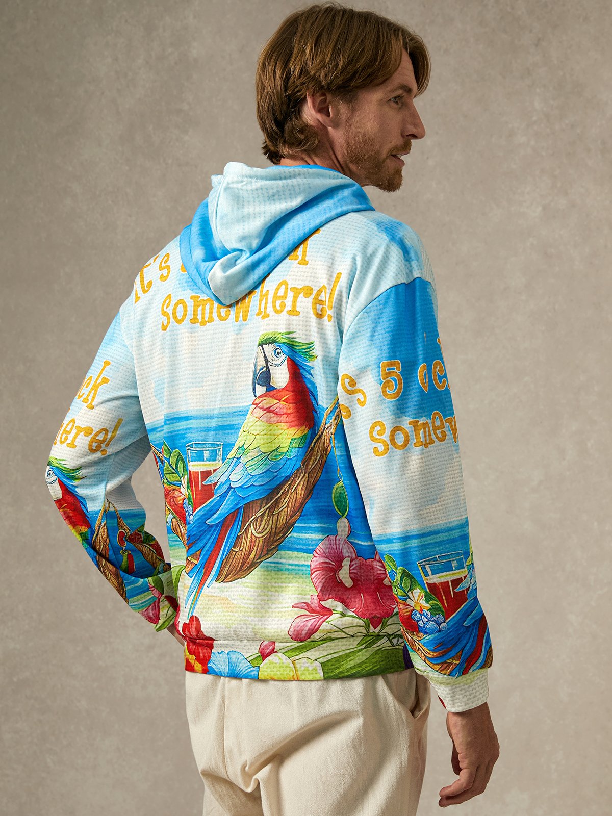 It's 5 O'Clock Somewhere Parrot Zip-up Hoodie Sweatshirt