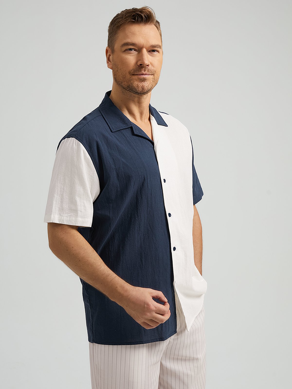 Hardaddy® Cotton Paneled Contrast Short Sleeve Casual Shirt