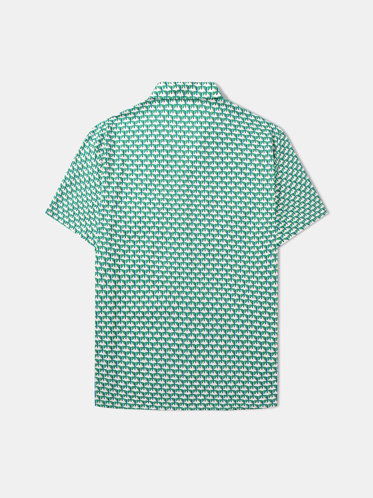 Geometric Color Block Chest Pocket Long Sleeves Casual Shirt