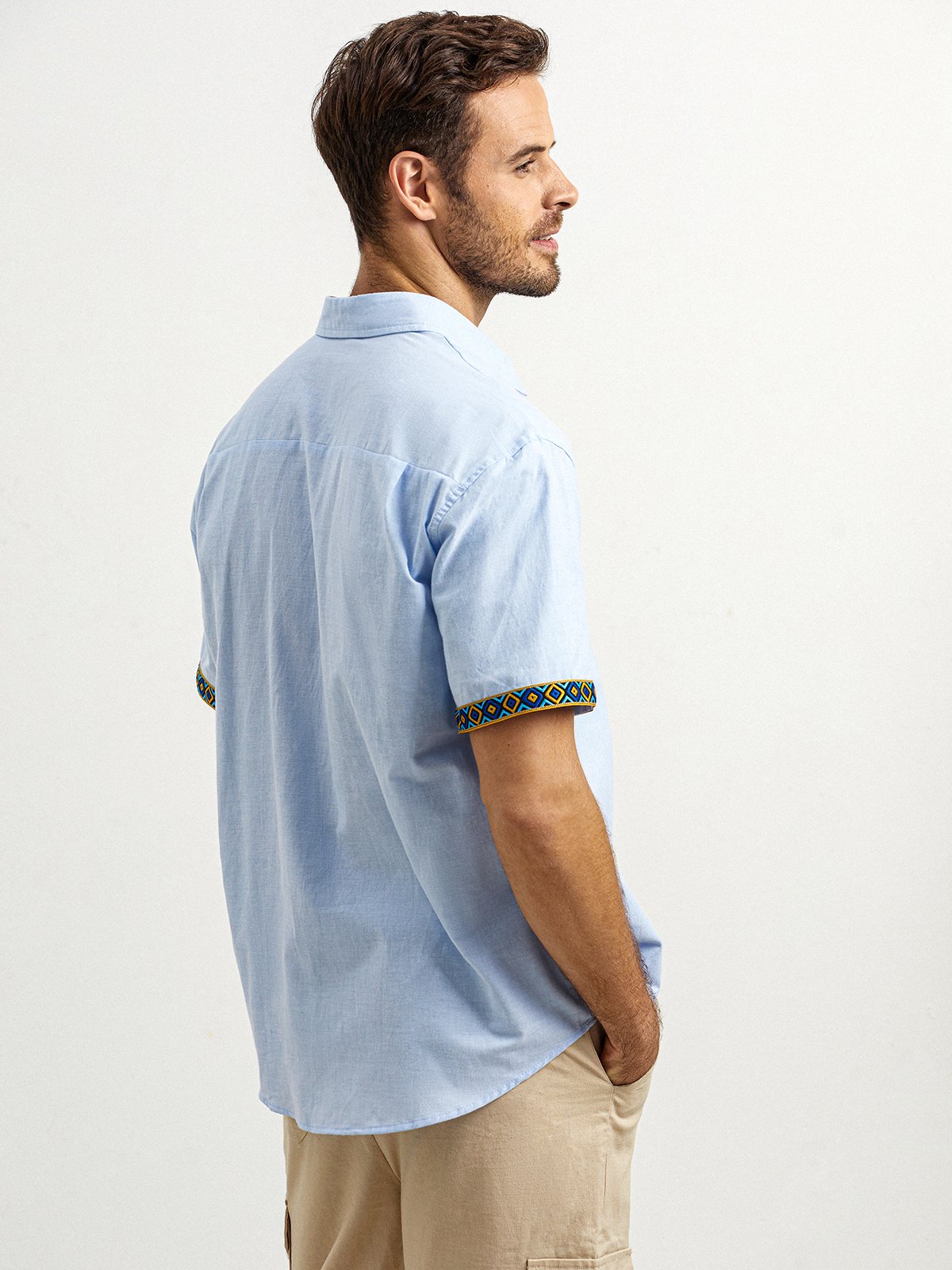 Hardaddy® Cotton Geometric Contrast Resort Shirt