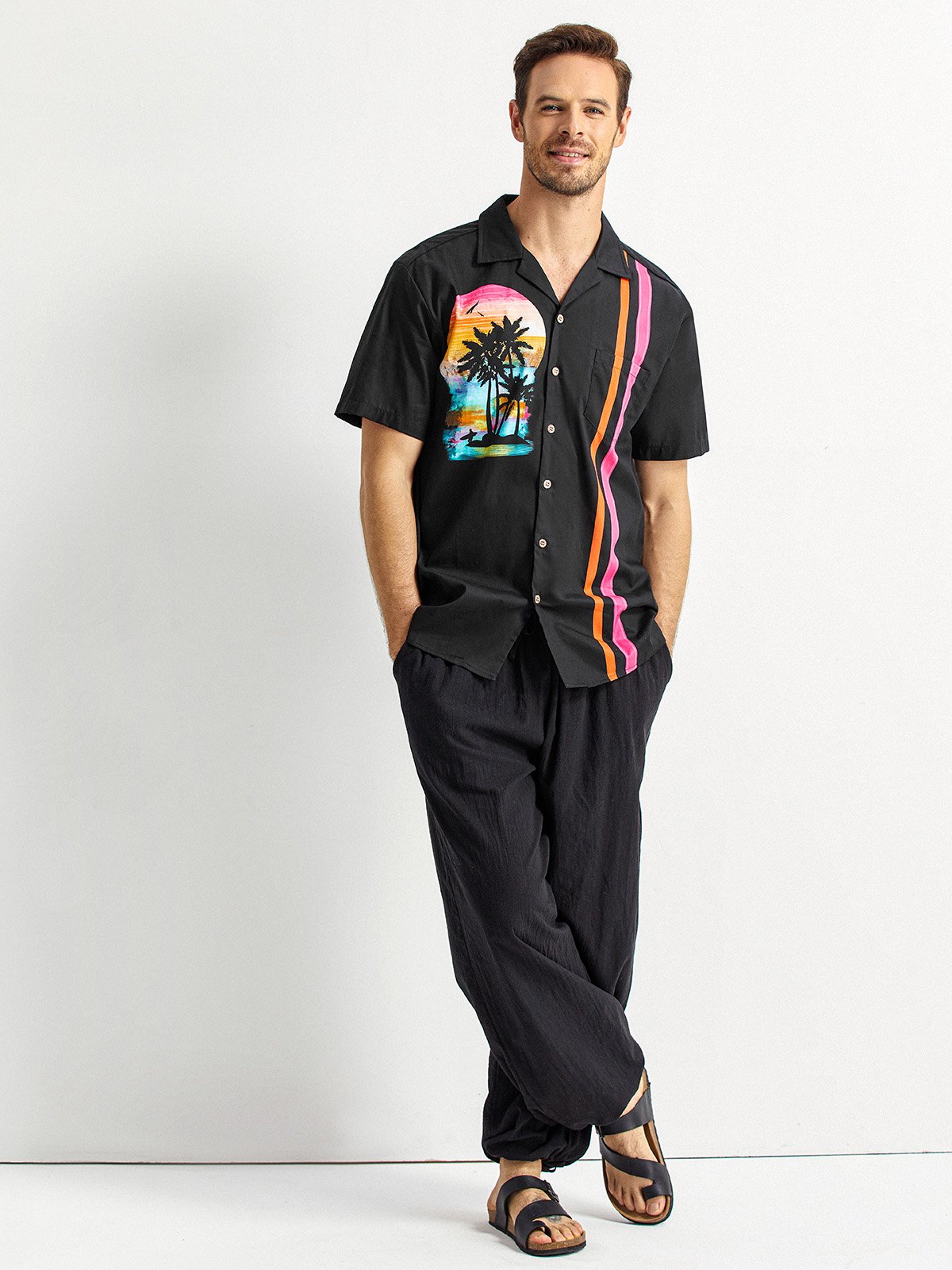 Hardaddy® Cotton Coconut Tree Bowling Shirt