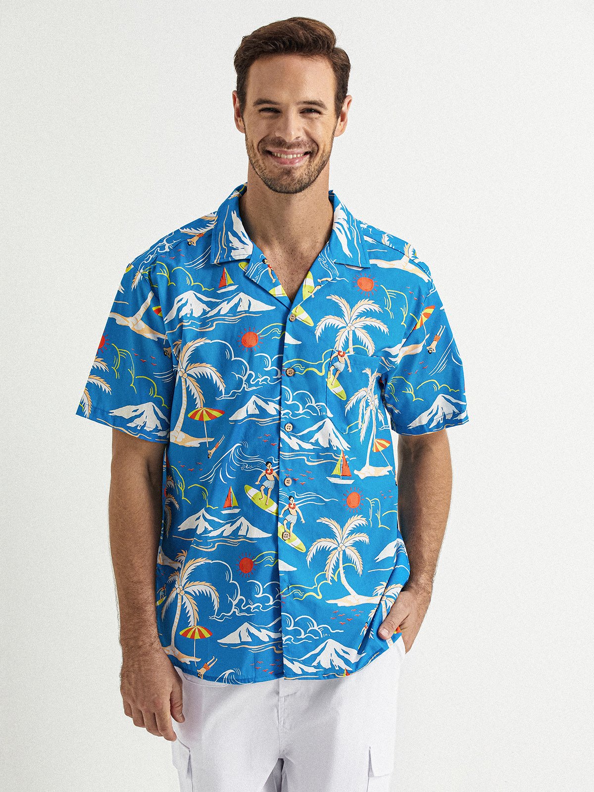 Hardaddy® Cotton Palm Tree Aloha Shirt